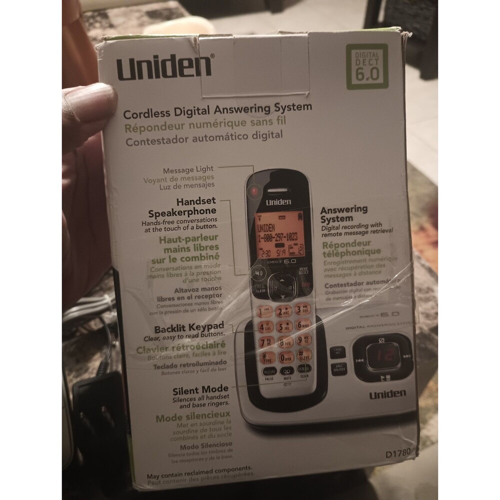 Uniden D1780 Dual DECT 6.0 Cordless Phone & Digital Answering Machine